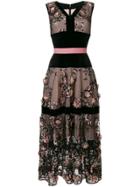 Talbot Runhof Embroidered Tulle Dress - Black