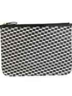 Pierre Hardy Extra Large Cube Print Pouch, Black, Calf Leather/polyurethane