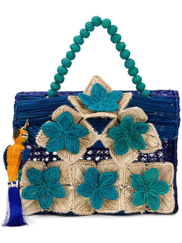 Mercedes Salazar Flowers Handbag - Blue