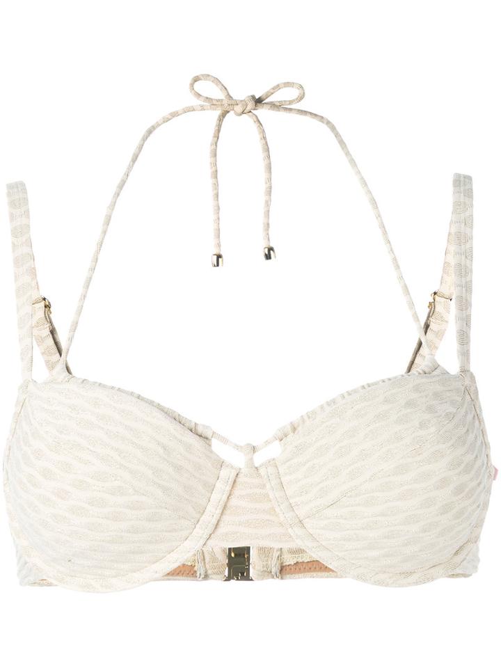 Marlies Dekkers - Holi Vintage Plunge Balcony Bikini Top - Women - Polyamide/spandex/elastane - 75c, Nude/neutrals, Polyamide/spandex/elastane