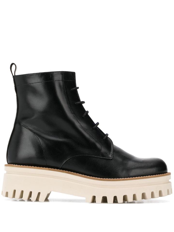 Paloma Barceló Flatform Lace-up Ankle Boots - Black