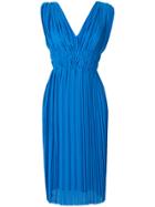 P.a.r.o.s.h. Pleated V-neck Dress - Blue