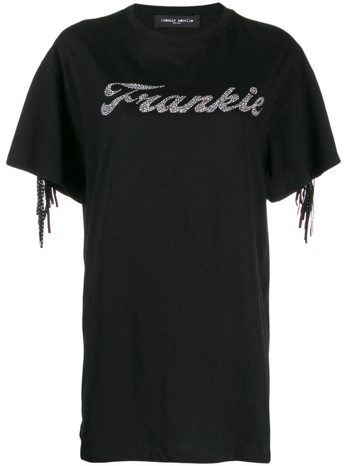 Frankie Morello Fringe Detail T-shirt - Black