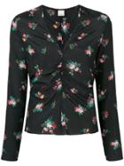 Pinko Ruched Floral Blouse - Black