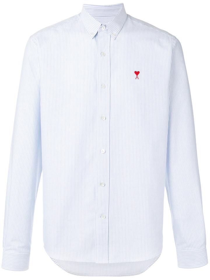 Ami Alexandre Mattiussi - Striped Oxford Shirt - Men - Cotton - 37, Blue, Cotton