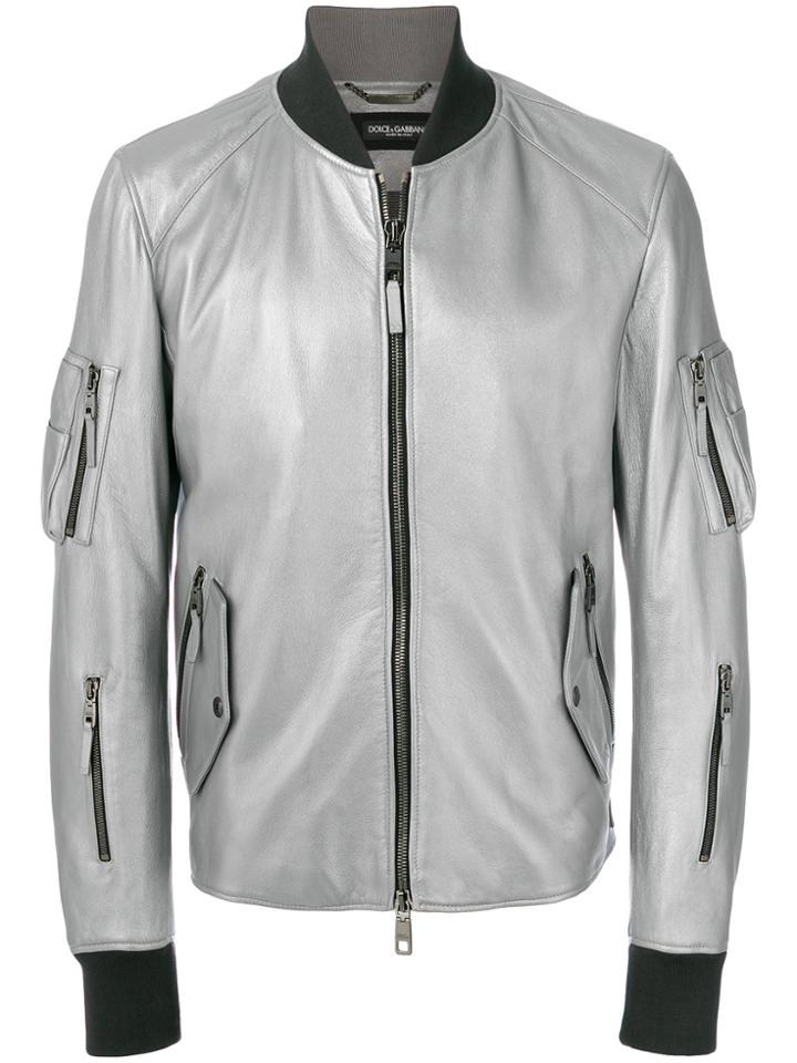 Dolce & Gabbana Zipped Bomber Jacket - Metallic