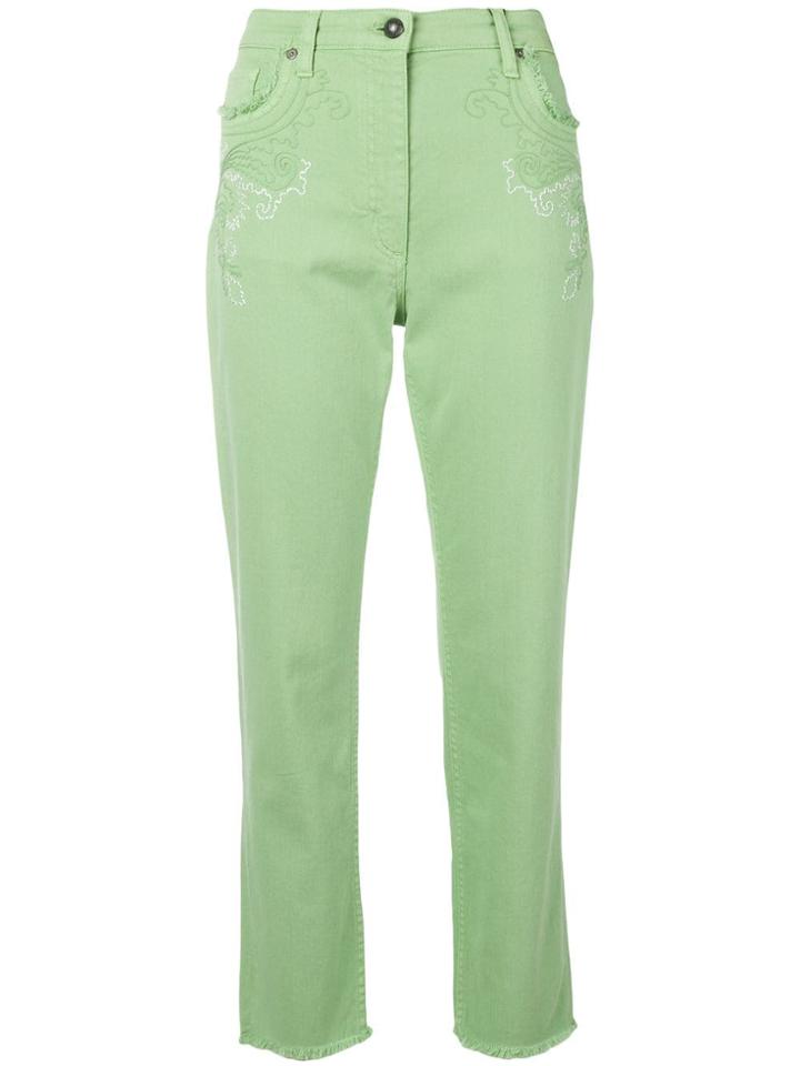 Etro Embroidered Slim Jeans - Green