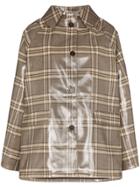 Kassl Checked Patent Coat - Brown