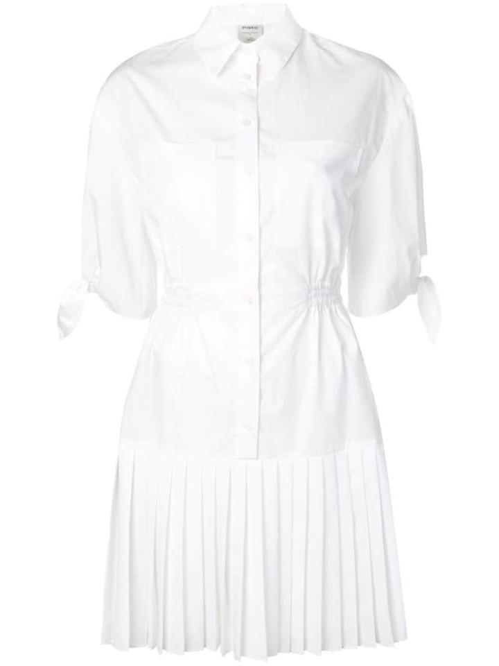 Pinko Pleated Mini Shirt Dress - White