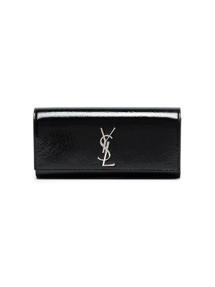 Saint Laurent Black Monogram Kate Patent Leather Clutch