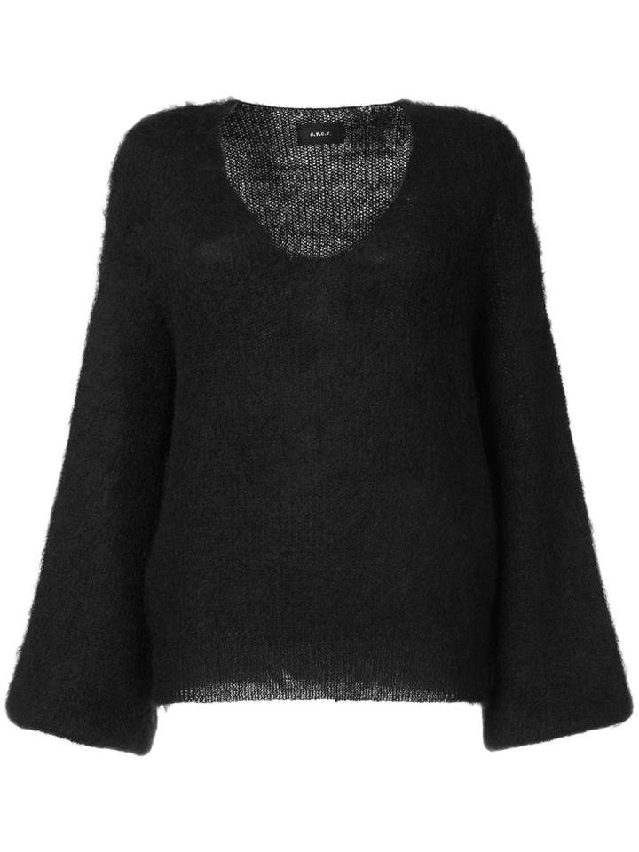 G.v.g.v. Balloon Sleeve V-neck Jumper - Black