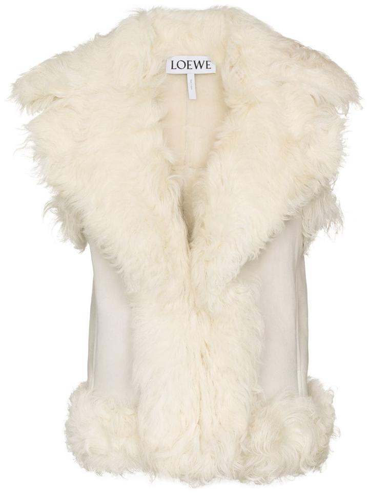 Loewe Sleeveless Shearling Gilet Coat - White