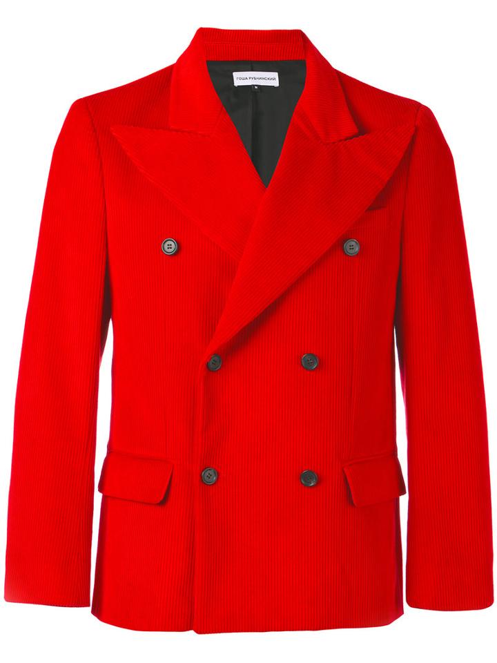 Gosha Rubchinskiy - Double Breasted Blazer - Men - Cotton/cupro - M, Red, Cotton/cupro