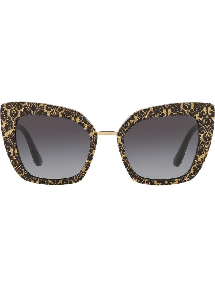Dolce & Gabbana Eyewear Glitter Pattern Oversized Sunglasses - Black