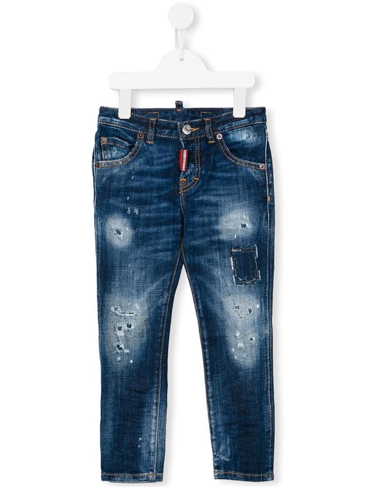 Dsquared2 Kids Distressed Slim Fit Jeans, Boy's, Size: 8 Yrs, Blue