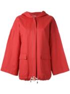 Fabiana Filippi Swing Sleeve Hooded Jacket, Women's, Size: 42, Red, Cotton/hemp/polyurethane