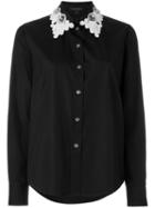 Marc Jacobs Contrasted Embroidered Collar Shirt, Women's, Size: 4, Black, Cotton/polyester