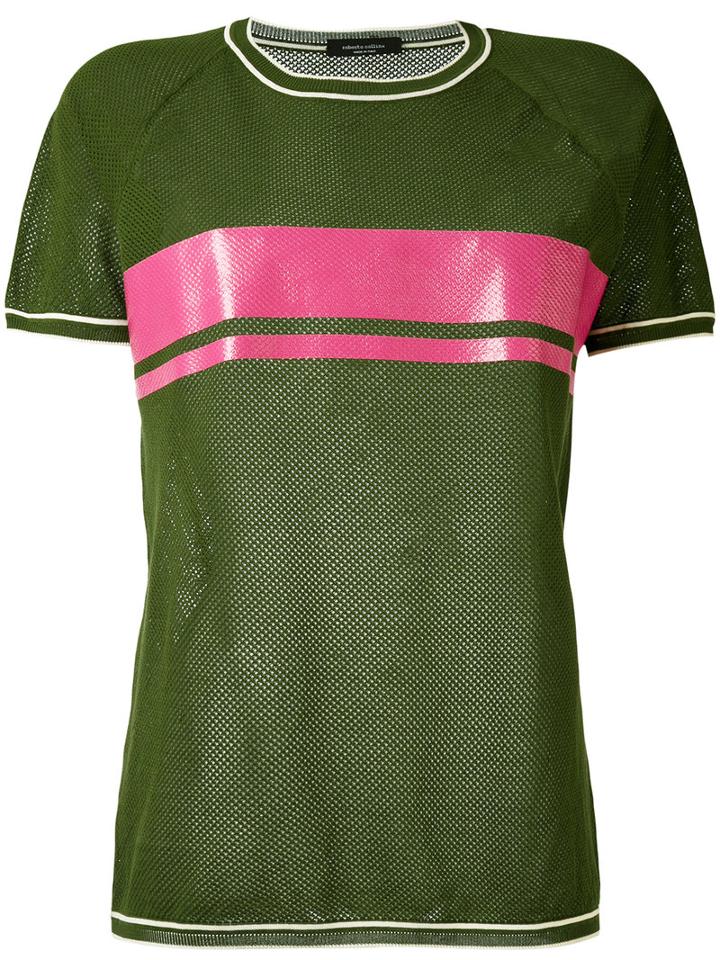 Contrast Panel T-shirt - Women - Cotton - M, Green, Cotton, Roberto Collina