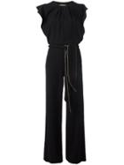 Roberto Cavalli Piped Trim Jumpsuit, Women's, Size: 42, Black, Viscose/spandex/elastane/silk