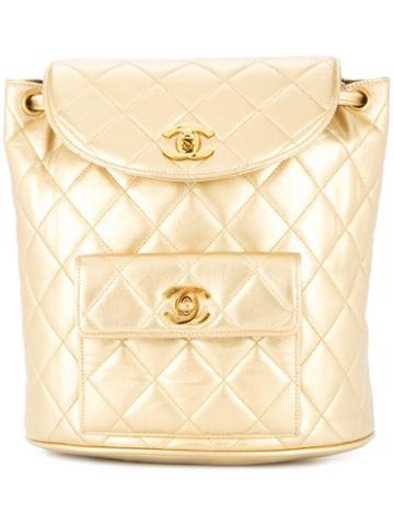 Chanel Pre-owned Chanel Quilted Cc Chain Backpack - Metallic