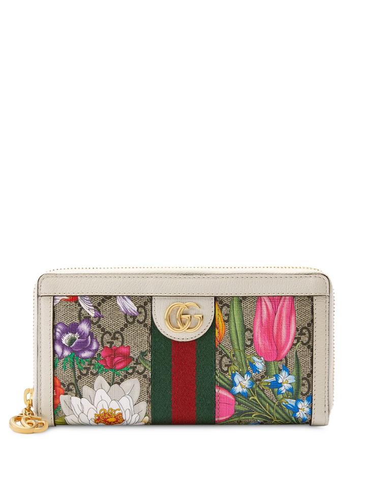 Gucci Flora Print Wallet - Neutrals
