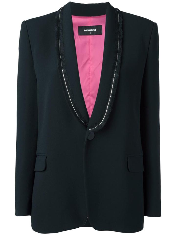 Dsquared2 Sequin Frayed Lapel Blazer - Black