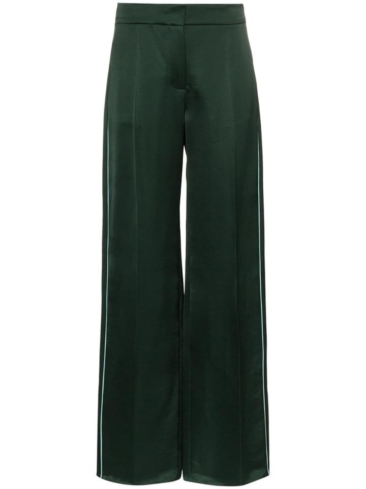 Peter Pilotto Flared Satin Trousers - Green