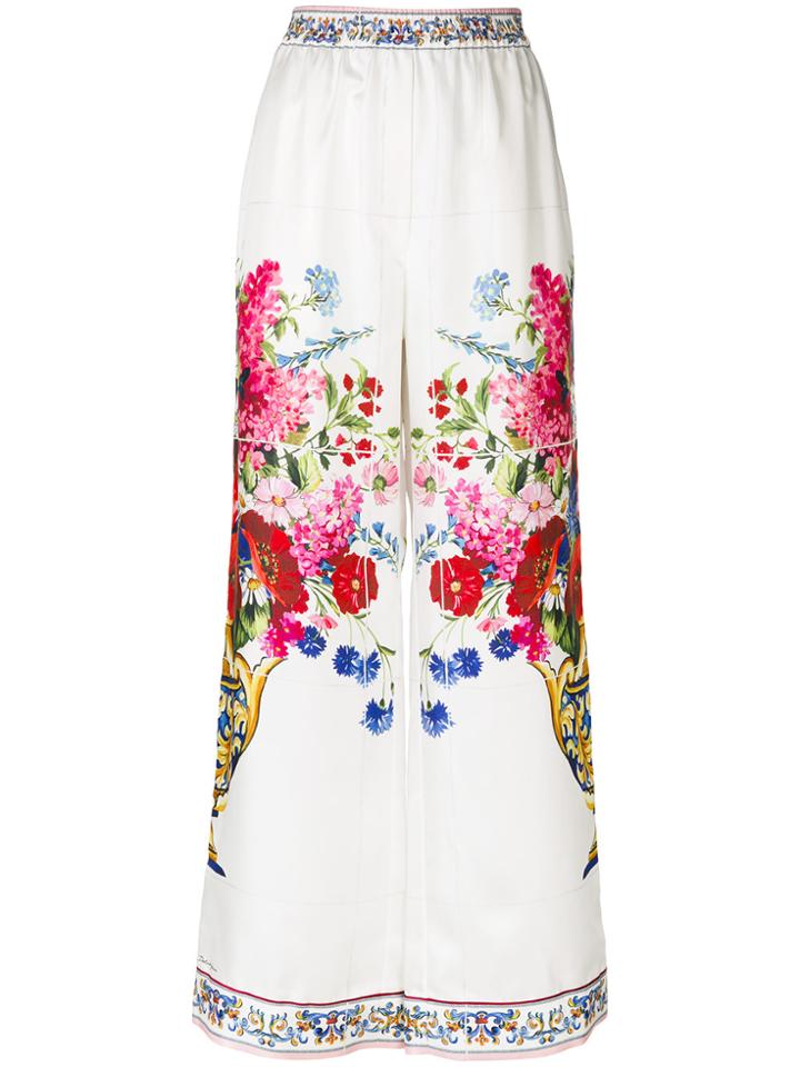 Dolce & Gabbana Majolica Print Trousers - White