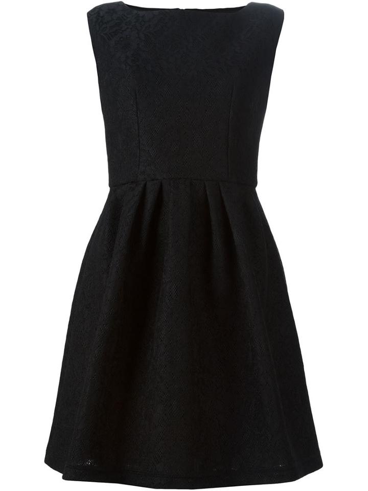 Boutique Moschino Lace Overlay Flared Dress, Women's, Size: 44, Black, Nylon/polyester/rayon/polyester