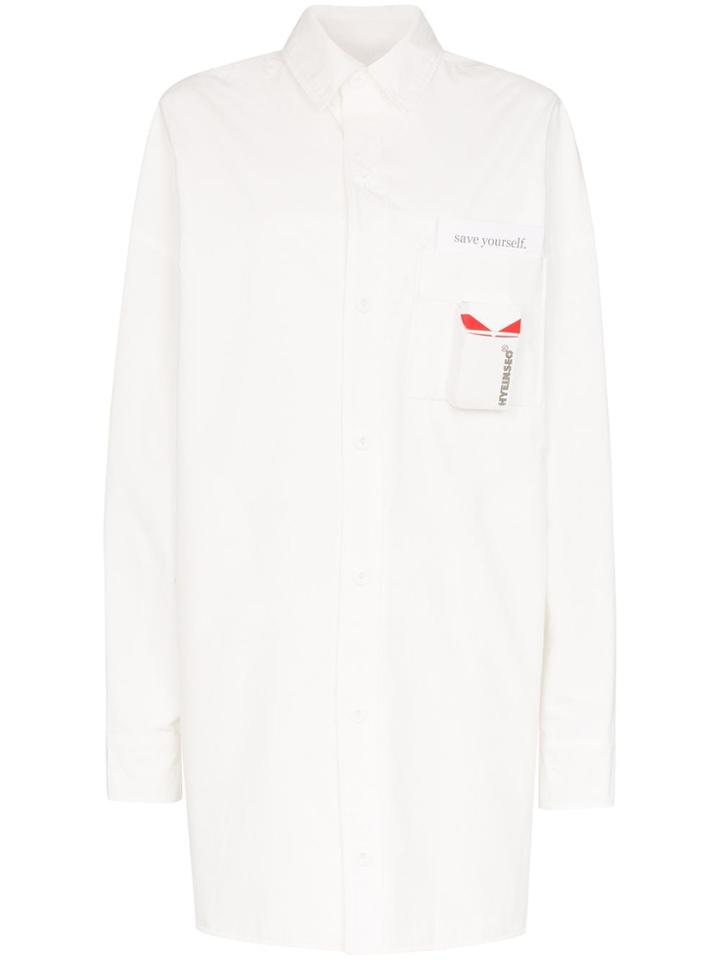 Hyein Seo Smoker Logo Print Shirt Jacket - White