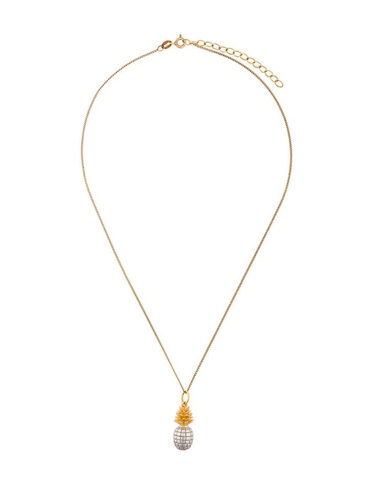 True Rocks Two Tone Small Pineapple Pendant Necklace - Metallic