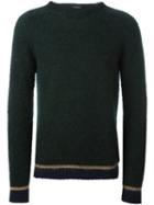 Roberto Collina Crew Neck Sweater, Men's, Size: 50, Green, Nylon/mohair/wool