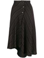 Romeo Gigli Vintage 1990's Striped Asymmetric Skirt - Black