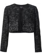 Paule Ka Woven Cropped Jacket, Women's, Size: 8, Black, Cotton/acrylic/polyamide/wool