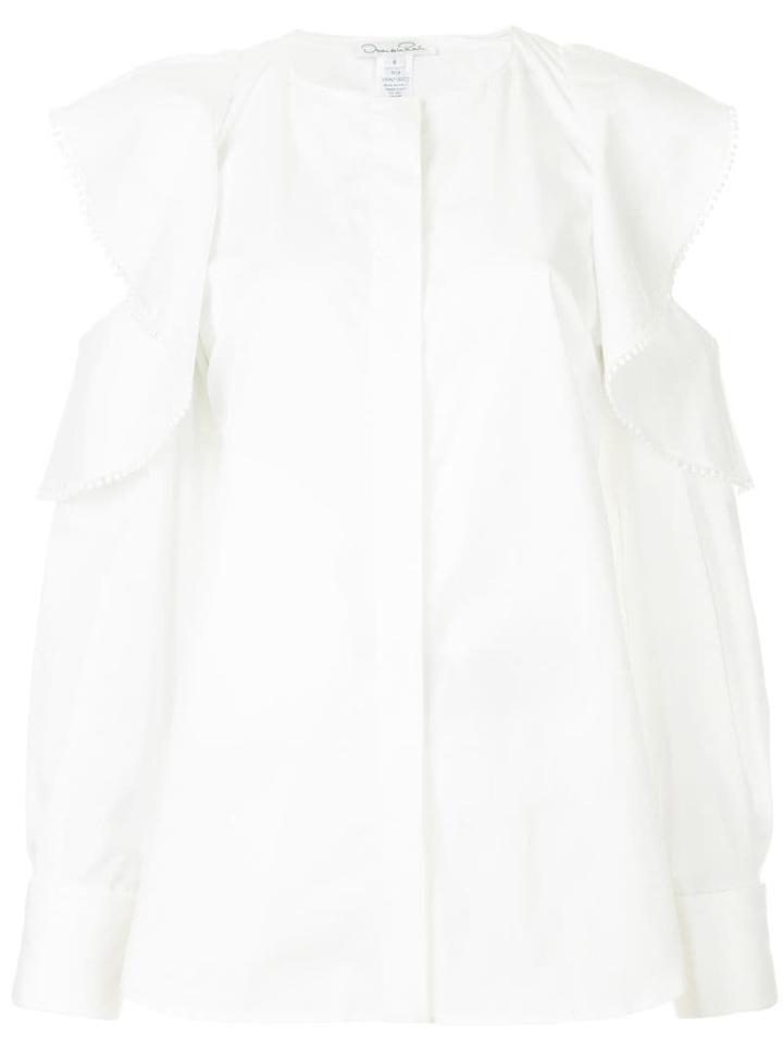 Oscar De La Renta Ruffled Cold Shoulder Shirt - White