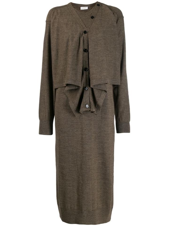 Lemaire Layered Knitted Midi Dress - Brown