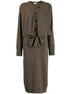 Lemaire Layered Knitted Midi Dress - Brown