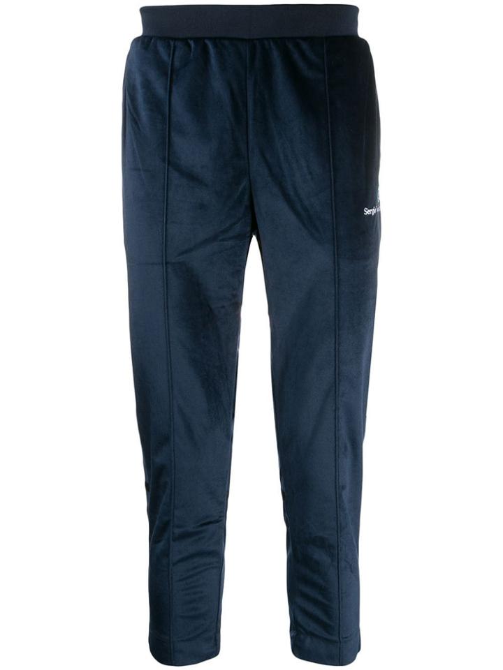 Sergio Tacchini Cropped Velvet Track Pants - Blue