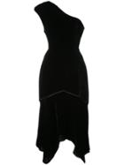 Josie Natori Asymmetric One Shoulder Dress - Black