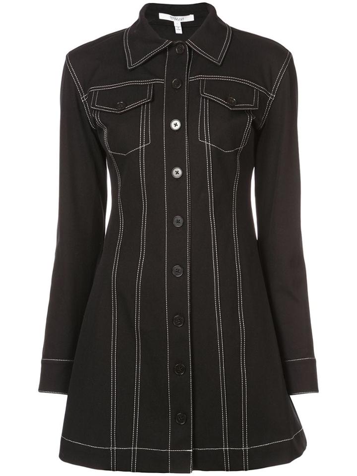 Derek Lam 10 Crosby Long Sleeve Button-down Dress With Topstitching -