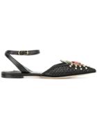 Dolce & Gabbana Embroidered Appliqué Sandals - Black