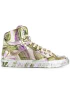 Mm6 Maison Margiela Painterly-effect Hi-top Sneakers - Metallic