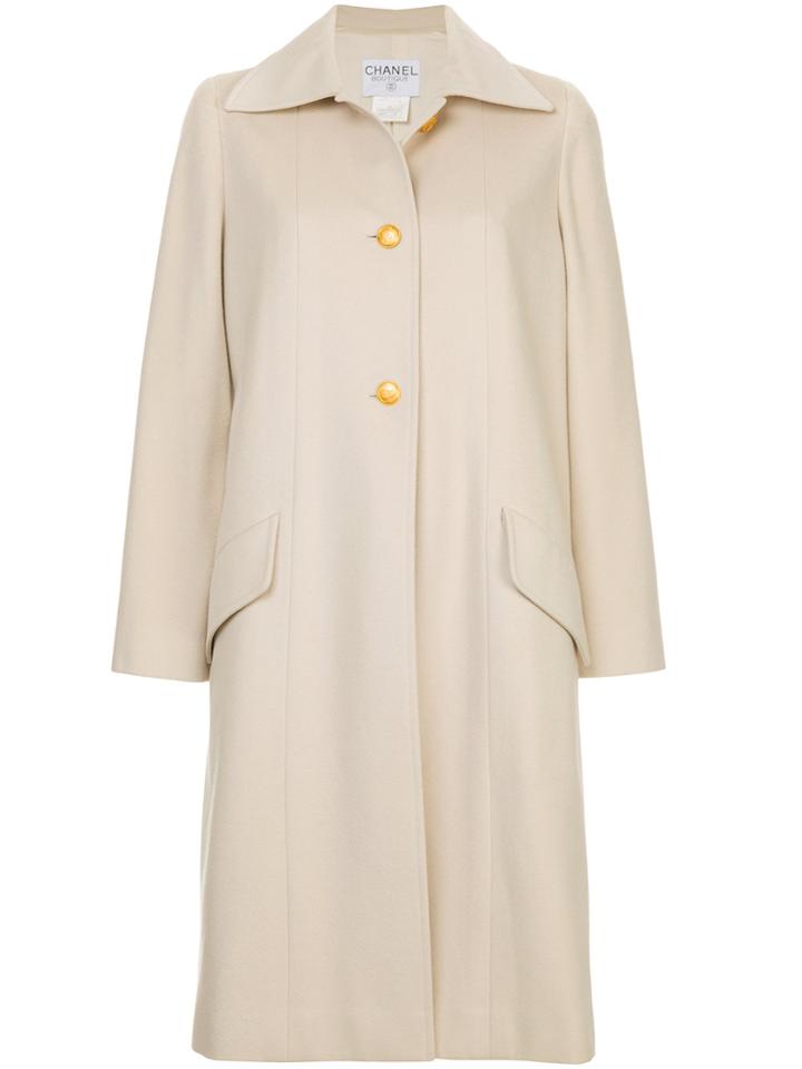 Chanel Vintage Cashmere Midi Coat - White
