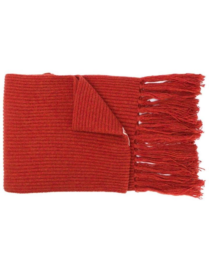 Ami Alexandre Mattiussi Ribbed Scarf Ami De Coeur Patch - Orange
