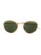 Bottega Veneta Round Frame Sunglasses, Men's, Green, Acetate/titanium