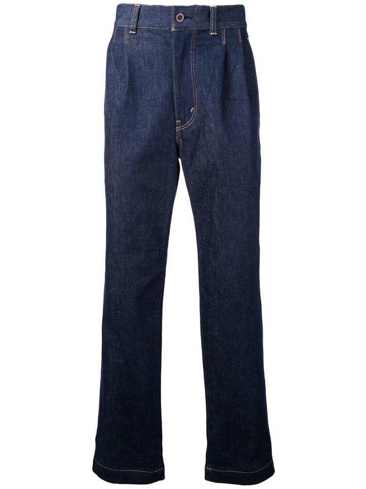 Junya Watanabe Comme Des Garçons Man Drop-crotch Cropped Jeans, Men's, Size: Small, Blue, Cotton/polyurethane