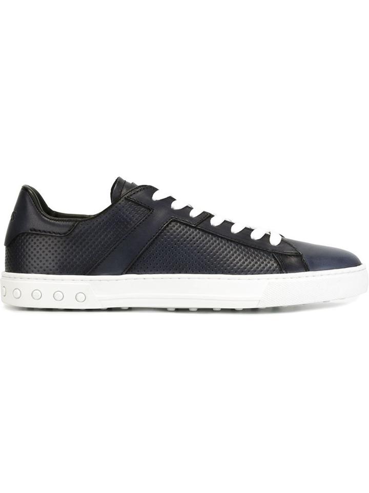 Tod S Lace-up Sneakers, Men's, Size: 7.5, Blue, Leather/rubber
