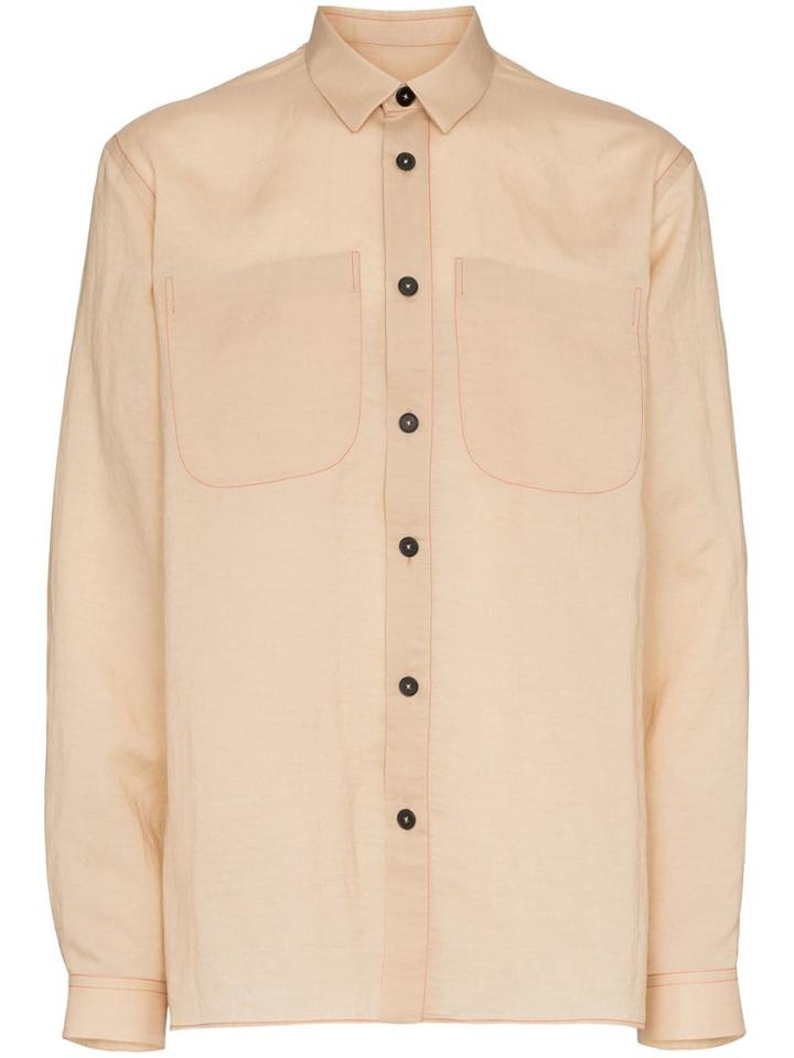 Jil Sander Contrast Button Shirt - Brown