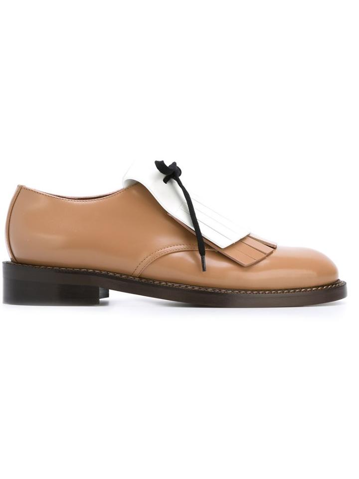 Marni Fringed Lace-up Shoes, Women's, Size: 41, Nude/neutrals, Leather/rubber