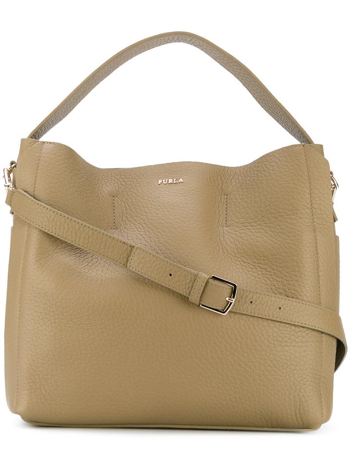 Furla - Logo Plaque Tote - Women - Leather - One Size, Green, Leather